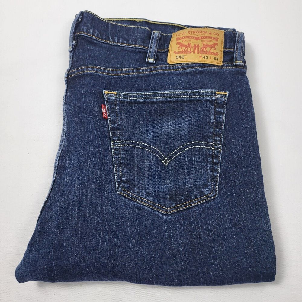 Levis 541 Athletic Fit Straight Leg‎ Denim Dark Blue Jeans Mens Size 40 X 32